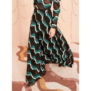 NWT Ulla Johnson Maxi Ruffle Asymmetrical Dax Striped Skirt